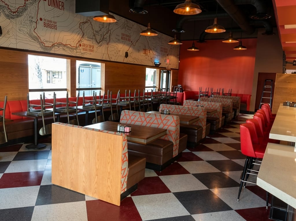 Bob Cat Diner commercial build: Finished dining counter and service pass-through station