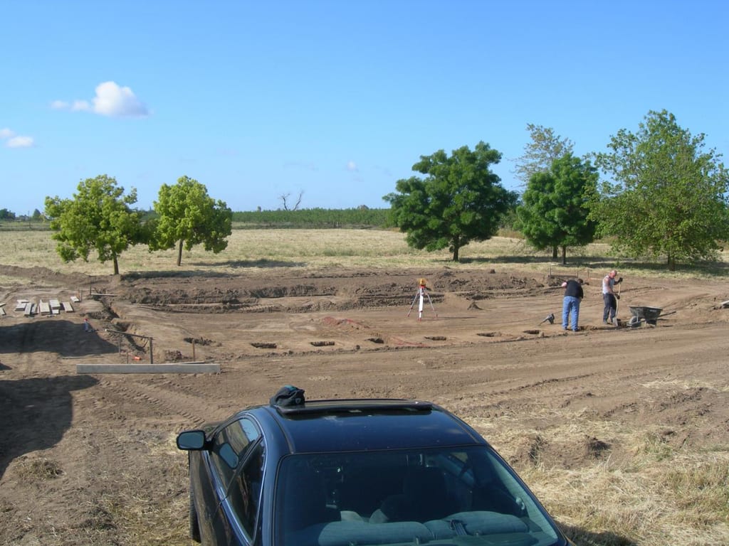 Chowchilla custom home foundation and groundwork: Trenching for deep perimeter foundation footings and soil compaction