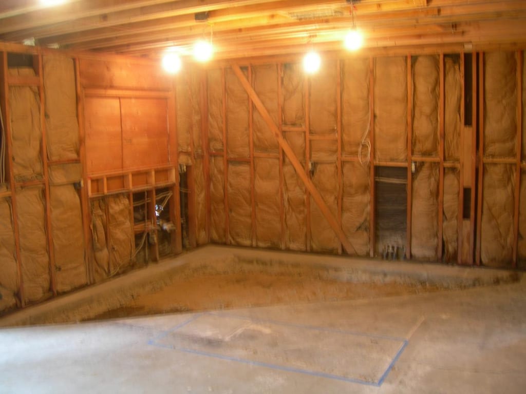 Benwell 1978 kitchen and foundation rebuild: Slab foundation excavation, crack stitching, and wall removal