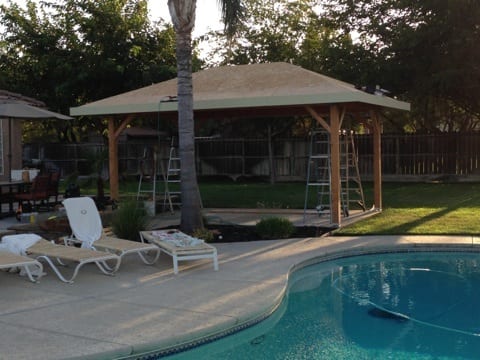 Covered stone outdoor kitchen: Covered stone outdoor kitchen: construction progress and structural craftsmanship