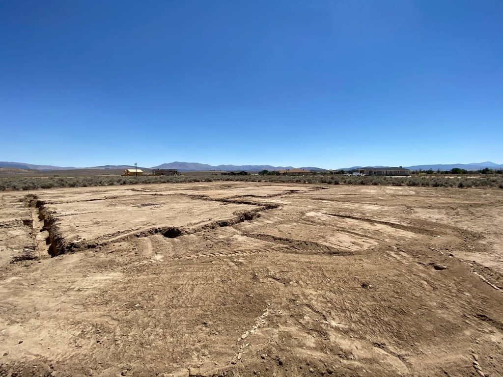 Custom built house in Minden: Footing trenches cut to engineering depth in Carson Valley soil